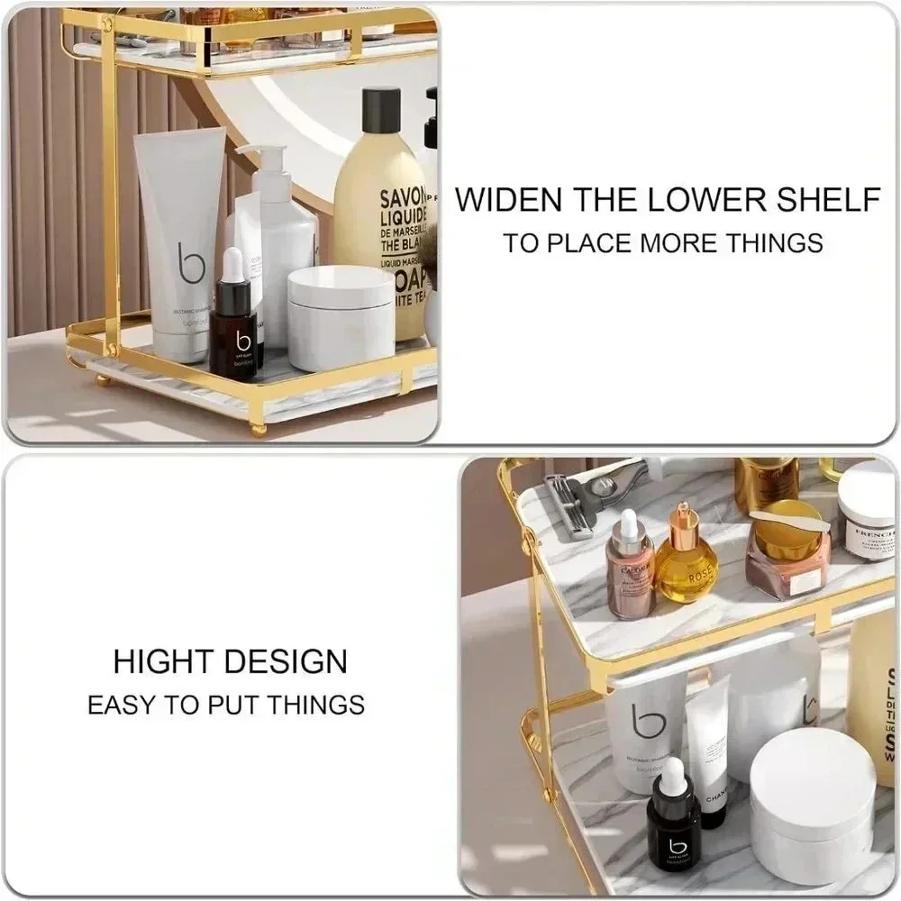 2 Tier Bathroom Countertop Organizer, Premium for Makeup Organization Storage
